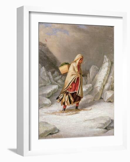 An Indian Woman Wearing Snowshoes-Cornelius Krieghoff-Framed Giclee Print