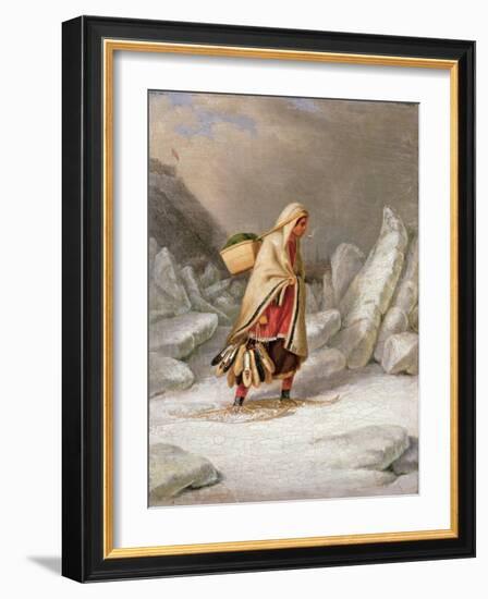 An Indian Woman Wearing Snowshoes-Cornelius Krieghoff-Framed Giclee Print