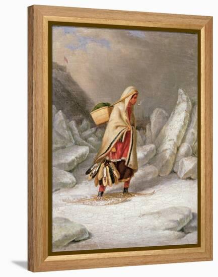 An Indian Woman Wearing Snowshoes-Cornelius Krieghoff-Framed Premier Image Canvas