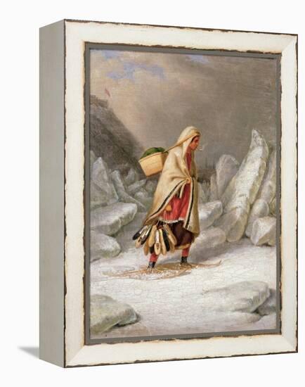 An Indian Woman Wearing Snowshoes-Cornelius Krieghoff-Framed Premier Image Canvas