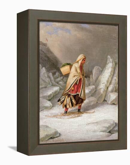 An Indian Woman Wearing Snowshoes-Cornelius Krieghoff-Framed Premier Image Canvas