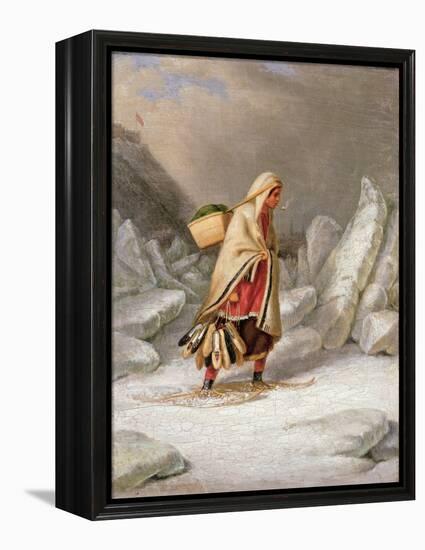 An Indian Woman Wearing Snowshoes-Cornelius Krieghoff-Framed Premier Image Canvas