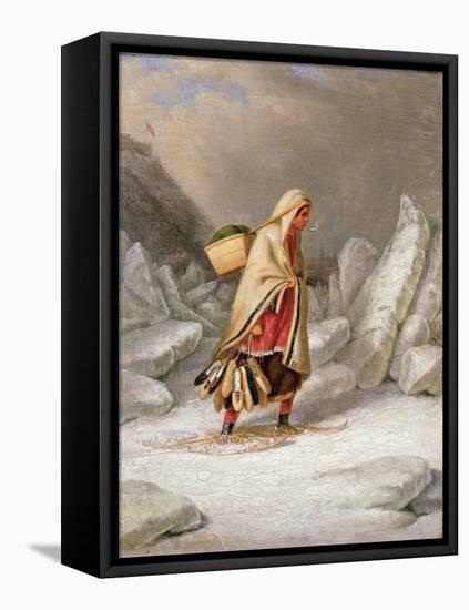 An Indian Woman Wearing Snowshoes-Cornelius Krieghoff-Framed Premier Image Canvas