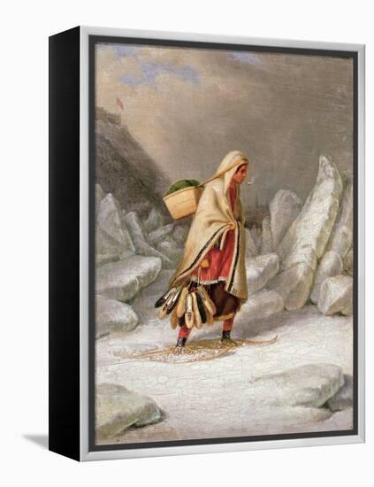 An Indian Woman Wearing Snowshoes-Cornelius Krieghoff-Framed Premier Image Canvas