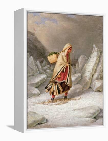 An Indian Woman Wearing Snowshoes-Cornelius Krieghoff-Framed Premier Image Canvas