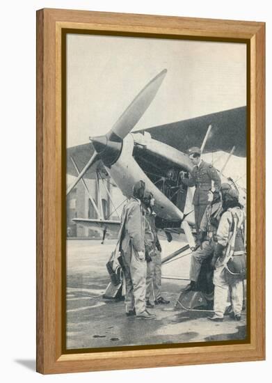 An instructor explaining engine details to a pupils at Sealand Aerodrome, Flintshire, c1936-Unknown-Framed Premier Image Canvas