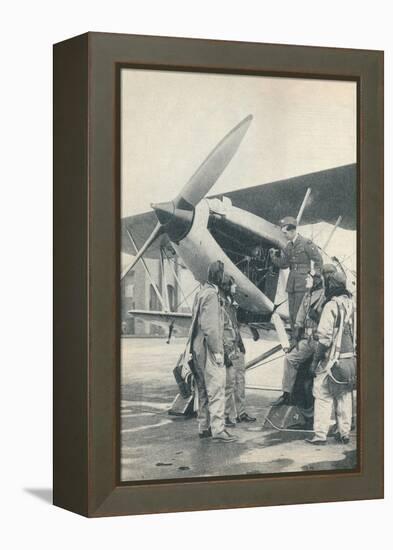 An instructor explaining engine details to a pupils at Sealand Aerodrome, Flintshire, c1936-Unknown-Framed Premier Image Canvas