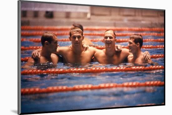 An Intercollegiate Team Locks Arms after Winning Medley Relay, 1964 Summer Olympics, Tokyo, Japa-Art Rickerby-Mounted Photographic Print