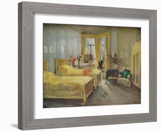 An Interior Scene: a bedroom designed by Mme. Gloria Silva at the Hotel Metropole, London, (1922)-Charles Sims-Framed Giclee Print