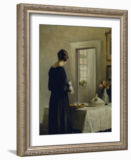 An Interior with a Woman at a Table-Carl Holsoe-Framed Giclee Print