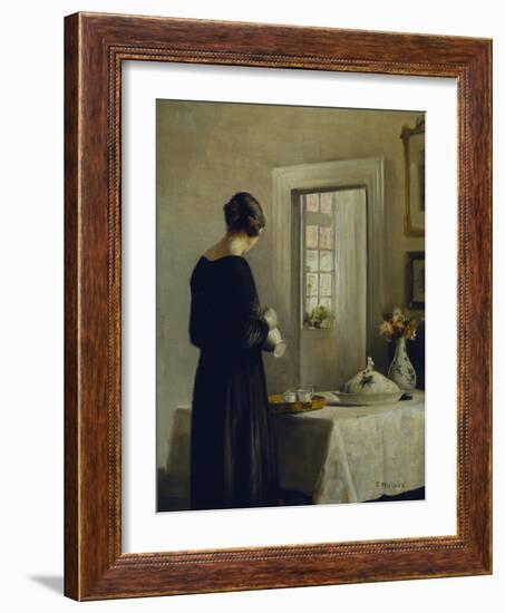 An Interior with a Woman at a Table-Carl Holsoe-Framed Giclee Print