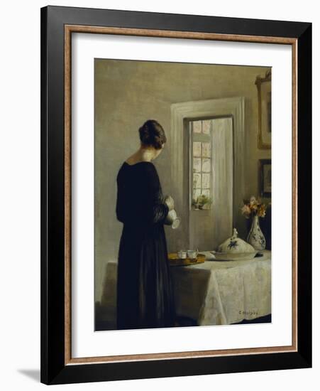 An Interior with a Woman at a Table-Carl Holsoe-Framed Giclee Print