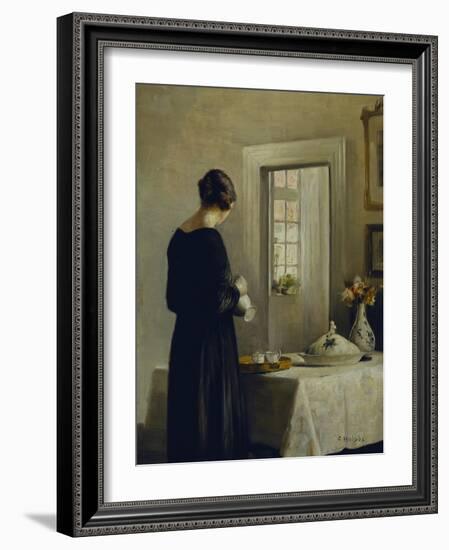 An Interior with a Woman at a Table-Carl Holsoe-Framed Giclee Print