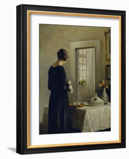 An Interior with a Woman at a Table-Carl Holsoe-Framed Giclee Print