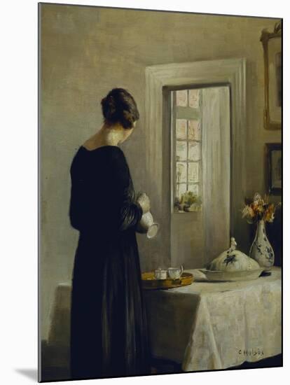 An Interior with a Woman at a Table-Carl Holsoe-Mounted Giclee Print