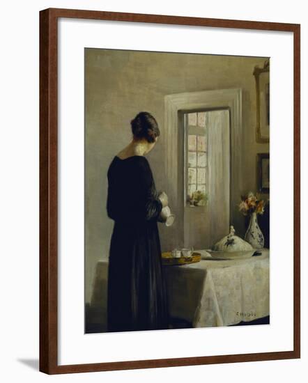 An Interior with a Woman at a Table-Carl Holsoe-Framed Giclee Print