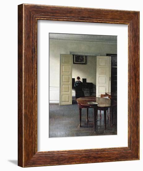 An Interior with a Woman Playing Piano, 1910-Vilhelm Hammershoi-Framed Giclee Print