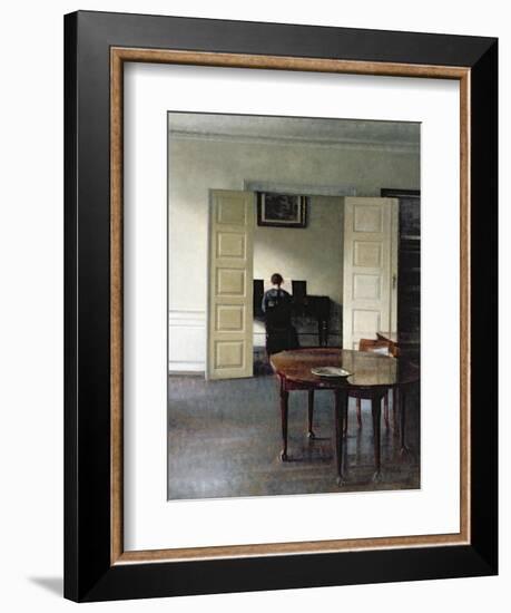 An Interior with a Woman Playing Piano, 1910-Vilhelm Hammershoi-Framed Giclee Print