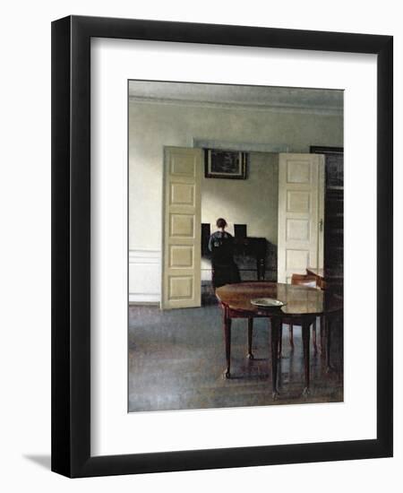 An Interior with a Woman Playing Piano, 1910-Vilhelm Hammershoi-Framed Giclee Print