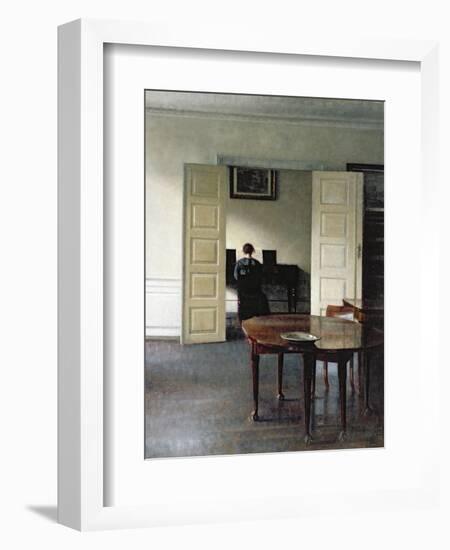 An Interior with a Woman Playing Piano, 1910-Vilhelm Hammershoi-Framed Giclee Print