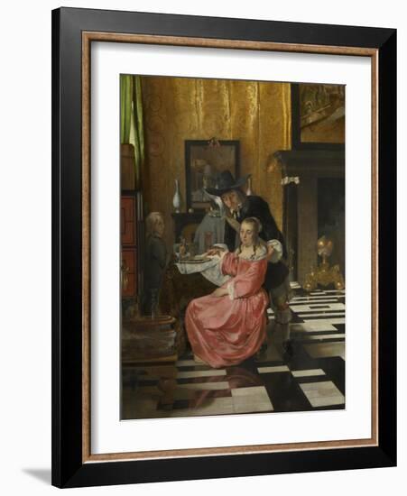 An Interior, with a Woman Refusing a Glass of Wine, C. 1660-null-Framed Giclee Print