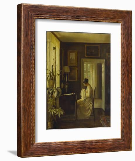 An Interior with a Woman Sewing-Carl Holsoe-Framed Giclee Print