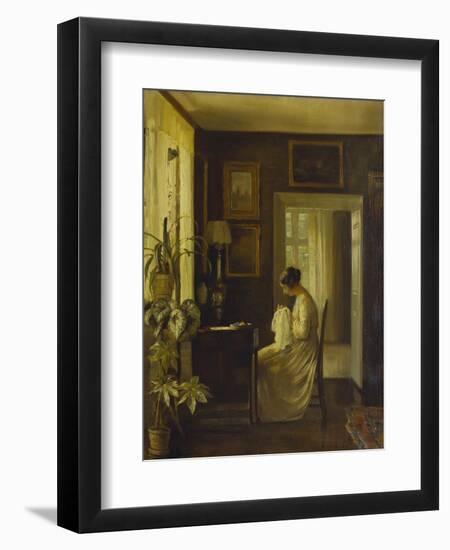 An Interior with a Woman Sewing-Carl Holsoe-Framed Giclee Print