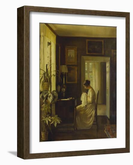 An Interior with a Woman Sewing-Carl Holsoe-Framed Giclee Print