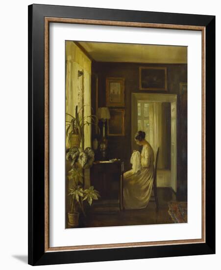 An Interior with a Woman Sewing-Carl Holsoe-Framed Giclee Print