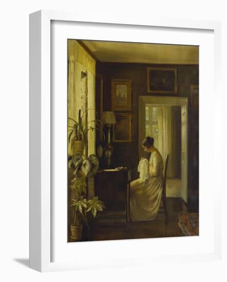 An Interior with a Woman Sewing-Carl Holsoe-Framed Giclee Print