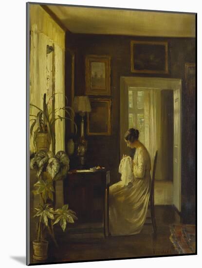 An Interior with a Woman Sewing-Carl Holsoe-Mounted Giclee Print