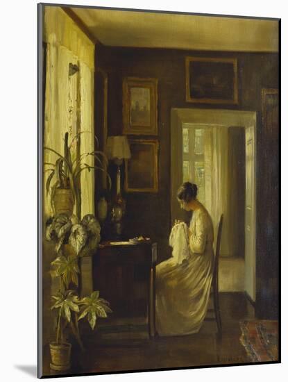 An Interior with a Woman Sewing-Carl Holsoe-Mounted Giclee Print