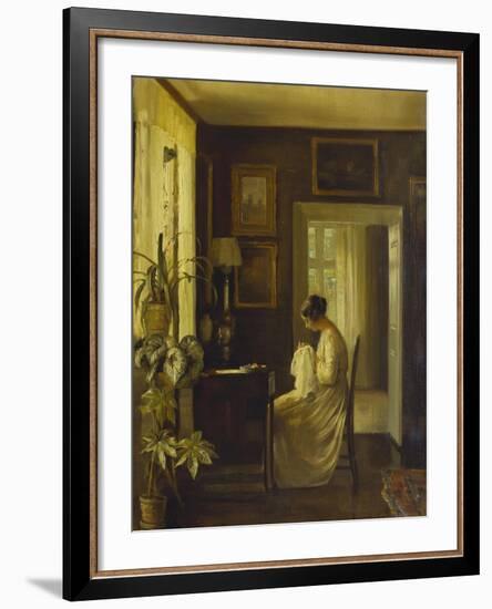 An Interior with a Woman Sewing-Carl Holsoe-Framed Giclee Print