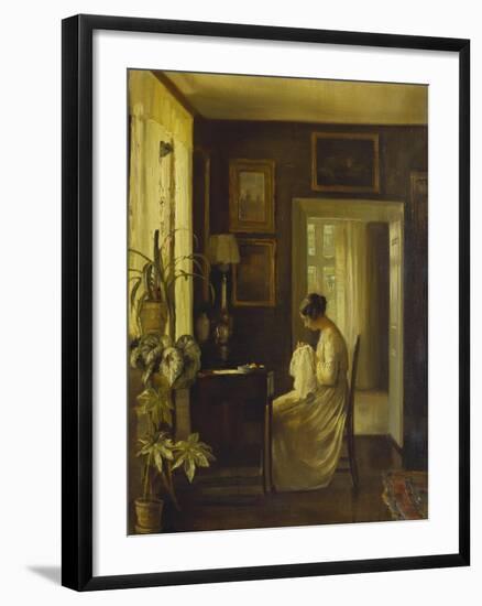 An Interior with a Woman Sewing-Carl Holsoe-Framed Giclee Print