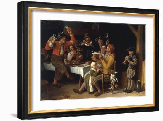 An Interior with Peasants Singing and Dancing Around a Table, 1681-Lambert Doomer-Framed Giclee Print