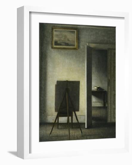 An Interior with the Artist's Easel-Vilhelm Hammershoi-Framed Premium Giclee Print