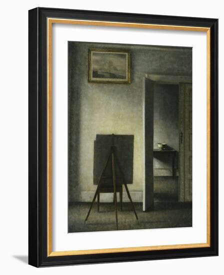 An Interior with the Artist's Easel-Vilhelm Hammershoi-Framed Premium Giclee Print