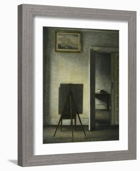 An Interior with the Artist's Easel-Vilhelm Hammershoi-Framed Giclee Print