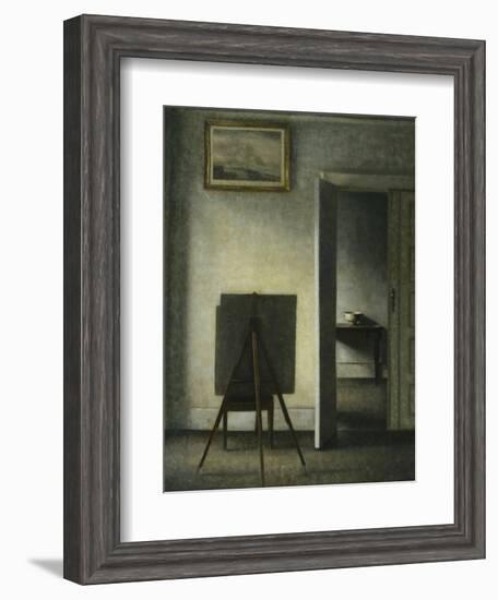 An Interior with the Artist's Easel-Vilhelm Hammershoi-Framed Premium Giclee Print