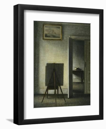 An Interior with the Artist's Easel-Vilhelm Hammershoi-Framed Premium Giclee Print