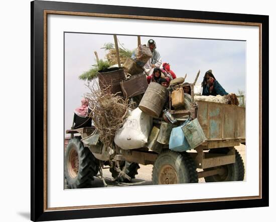 An Iraqi Family and Their Sheep Ride on Their Tractor to Fetch Water Outside the Town of Najaf-null-Framed Photographic Print