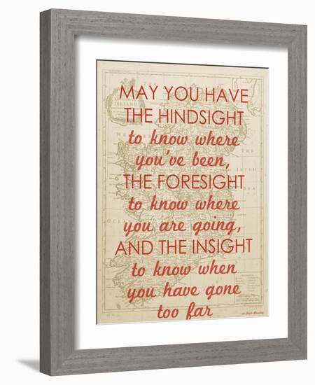 An Irish Blessing on Hindsight, Foresight & Insight - 1741, Ireland Map-null-Framed Giclee Print