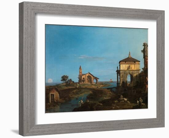 An Island in the Lagoon with a Gateway and a Church, 1743-44-Canaletto-Framed Giclee Print