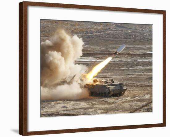 An Israel Defense Force Puma M26 Launches a Mine Clearing Line Charge-Stocktrek Images-Framed Photographic Print