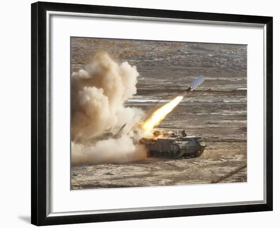 An Israel Defense Force Puma M26 Launches a Mine Clearing Line Charge-Stocktrek Images-Framed Photographic Print