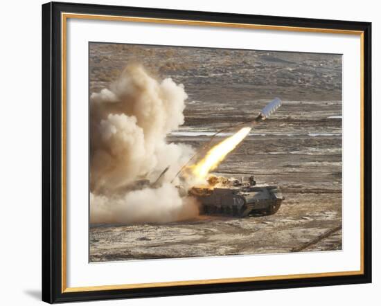 An Israel Defense Force Puma M26 Launches a Mine Clearing Line Charge-Stocktrek Images-Framed Photographic Print