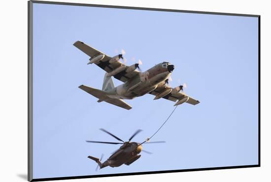An Israeli Air Force Kc-130H Karnaf Refuels a Ch-53 Yasur Helicopter-Stocktrek Images-Mounted Photographic Print
