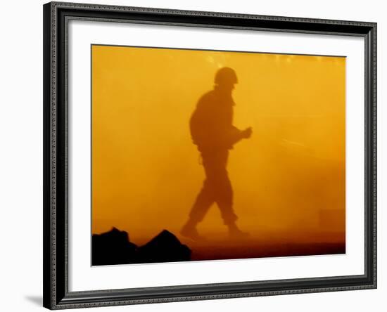 An Israeli Soldier Runs to Reload an Israeli Mobile Artillery Piece-null-Framed Photographic Print