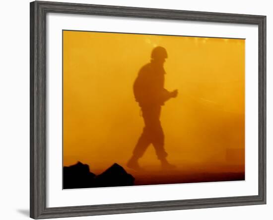 An Israeli Soldier Runs to Reload an Israeli Mobile Artillery Piece-null-Framed Photographic Print