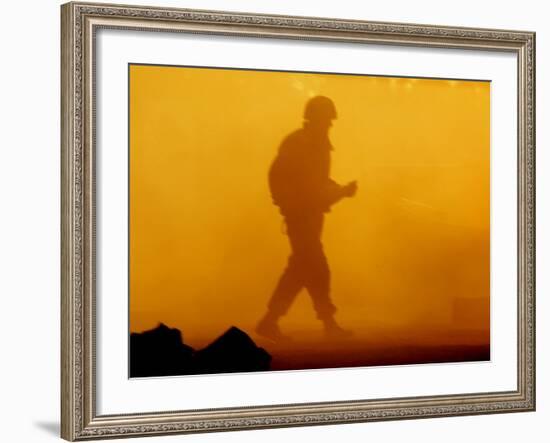 An Israeli Soldier Runs to Reload an Israeli Mobile Artillery Piece-null-Framed Photographic Print